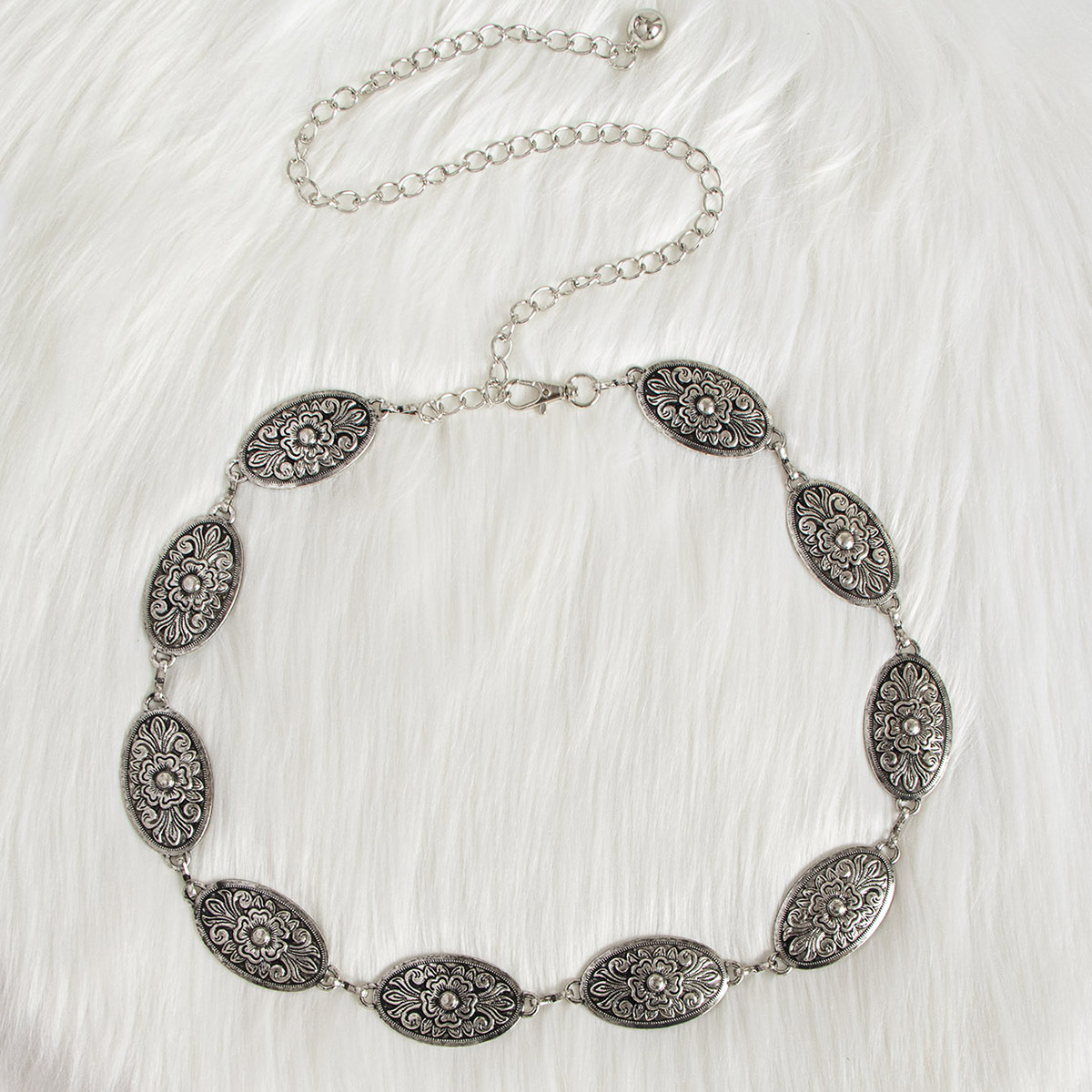 新款雕花复古金属女腰链古银古铜色西部风压花合金跨境内销现货