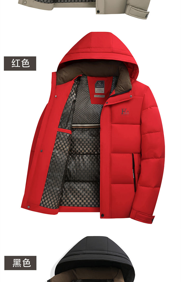 Down cotton-padded jacket for men, short coat for 2024 winter, detachable cap, cotton-padded jacket for middle-aged and elderly people, thick and warm cotton-padded jacket for men pic 7