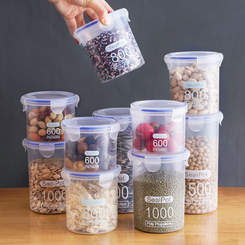 Large food storage box Storage jar Plastic jar Kitchen storage jar Storage jar Sealed grain container