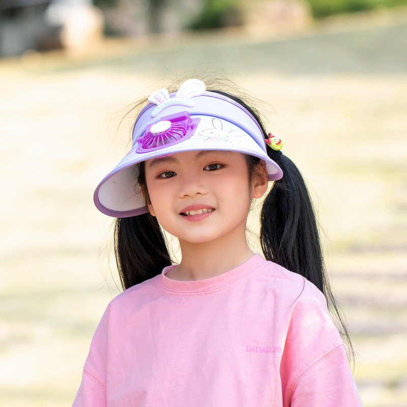 Summer new sunshade ceiling cap, outdoor travel sun protection cap, cartoon children's fan cap, adjustable cornice
