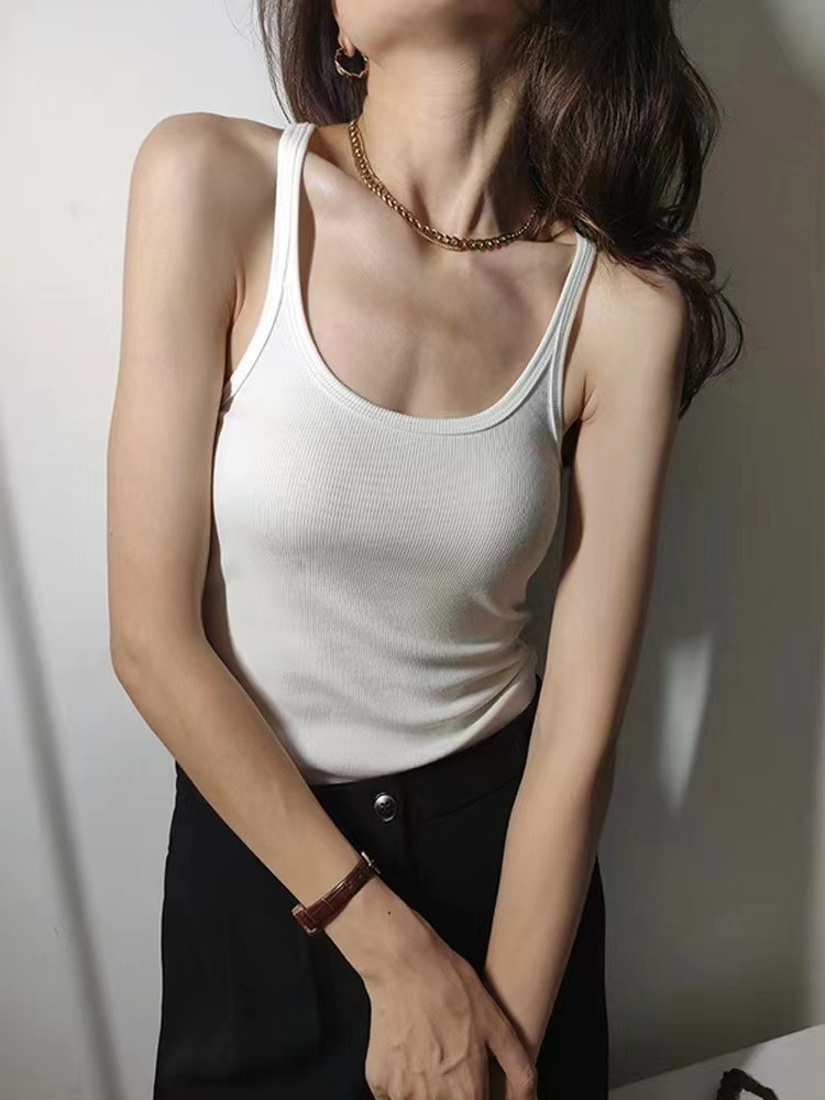 甄选螺纹棉2025夏装新款辣妹胸垫吊带背心女工字内搭外穿美背上衣详情15