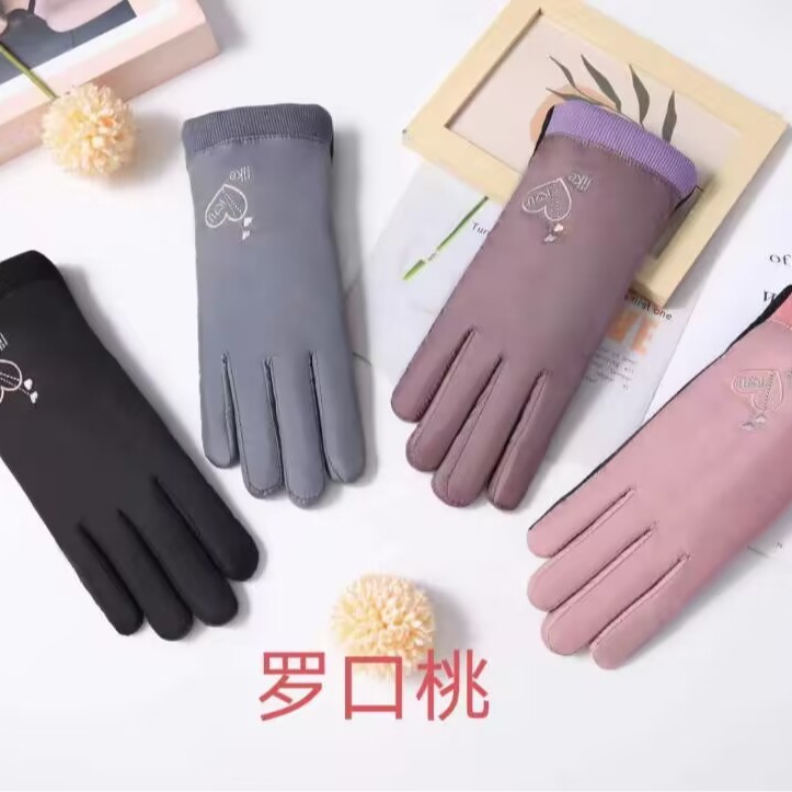 Cross-border adult gloves for women, warm gloves for street stalls, bicycle riding in stock, casual with fleece wholesale Specification image