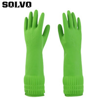 厨房家务洗衣乳胶手套绿色加长38cm洗碗手套防水耐磨手套劳保手套