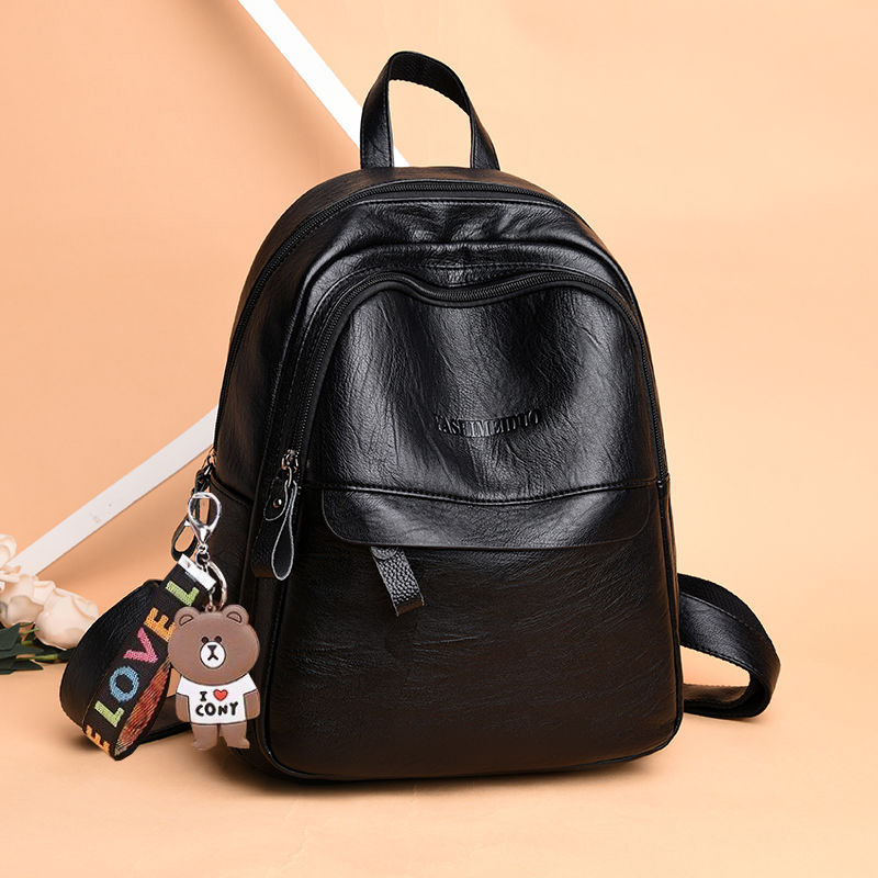 The Versatile 2025 Ladies' Korean version Book Large Capacity soft leather backpack can be labeled by our factory for one-piece consignment Item Picture