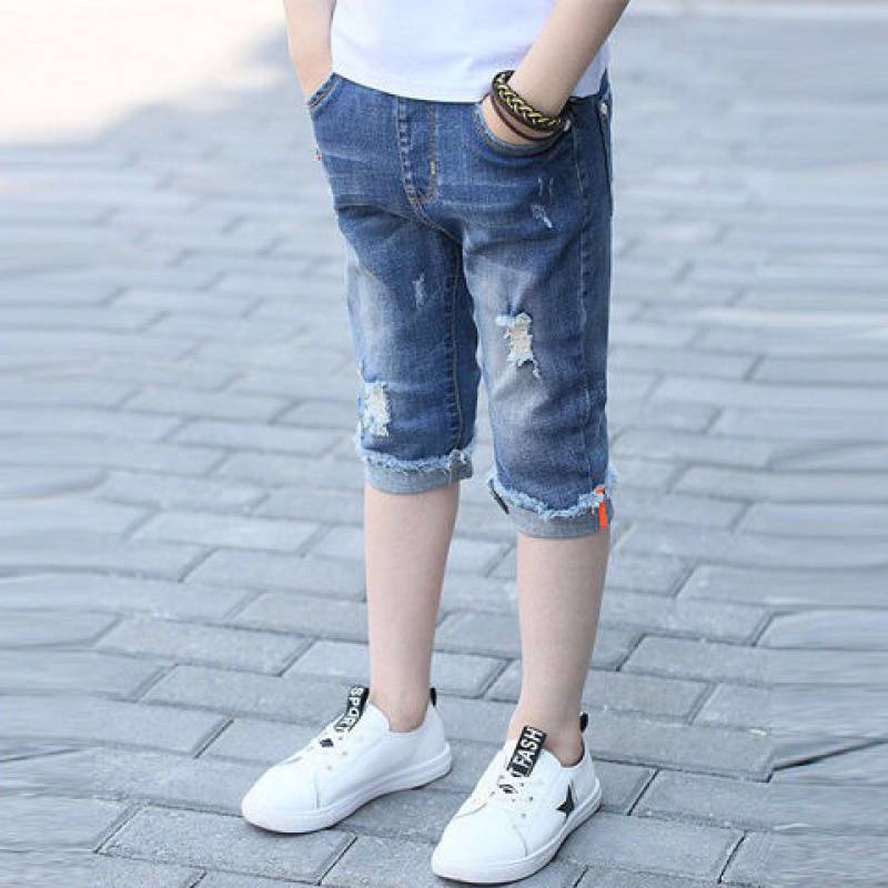 Boys' 7-inch pants, children's clothing, boys' pants, denim 7-inch pants, children's shorts, 2022 summer pants, summer mid-length pants, children Specification image