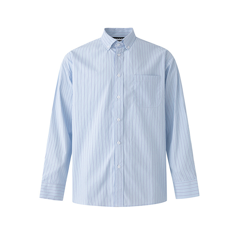 MYQ Japanese striped long-sleeved shirt for men, loose and casual autumn shirt, Korean-style commuting old money style outfit Item Picture