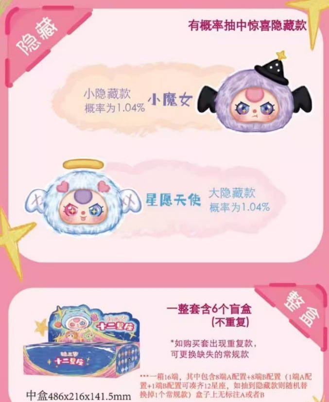 娃三岁babythree十二星座毛绒潮玩手办公仔娃娃礼物摆件整箱盲袋玩具公仔毛绒玩偶儿童礼品详情4