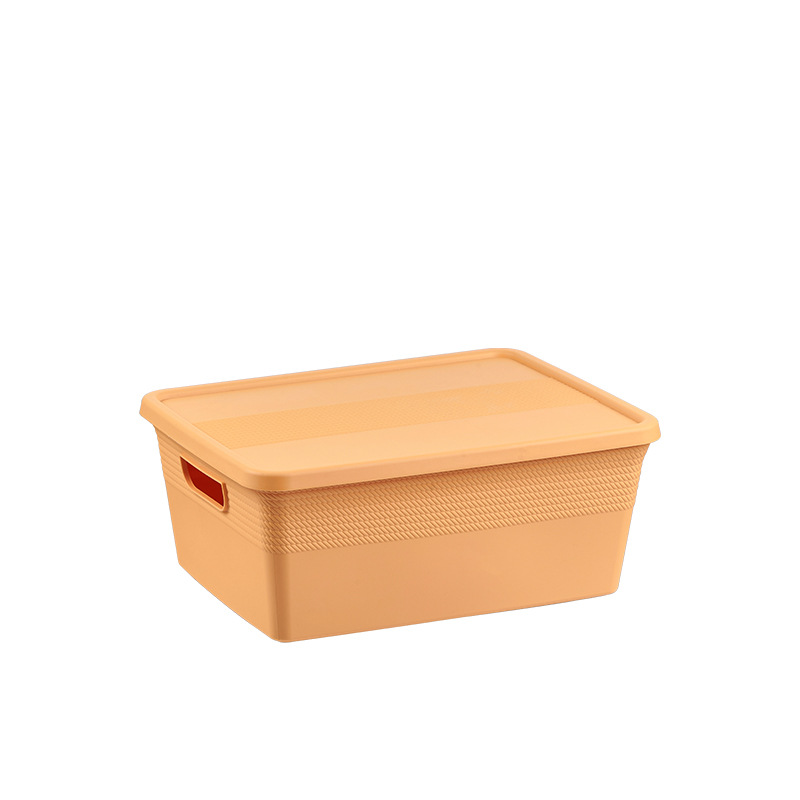 Snack storage basket, cute dormitory household covered desktop storage box, sundries sorting box, plastic basket Item Picture