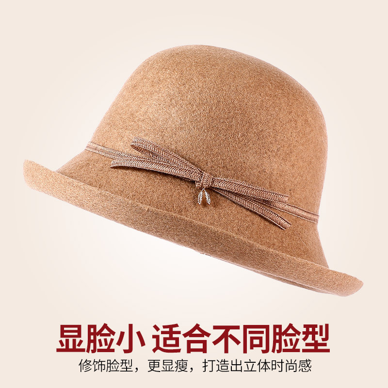 Woolen Hat Woman Basin Hat Autumn And Winter All Fashion Warm Fisherman Hat Elegant Temperament Show Face Small Woolen Top Hat Specification drawing