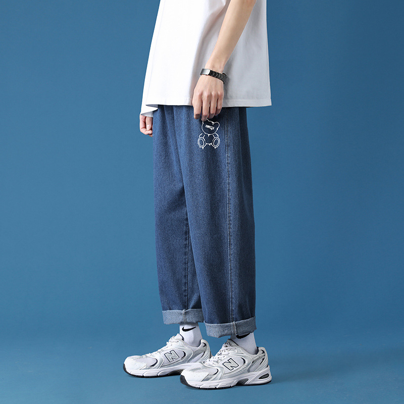 Men's autumn new loose straight wide-leg jeans for men, American trendy brand workwear casual pants for men details Picture