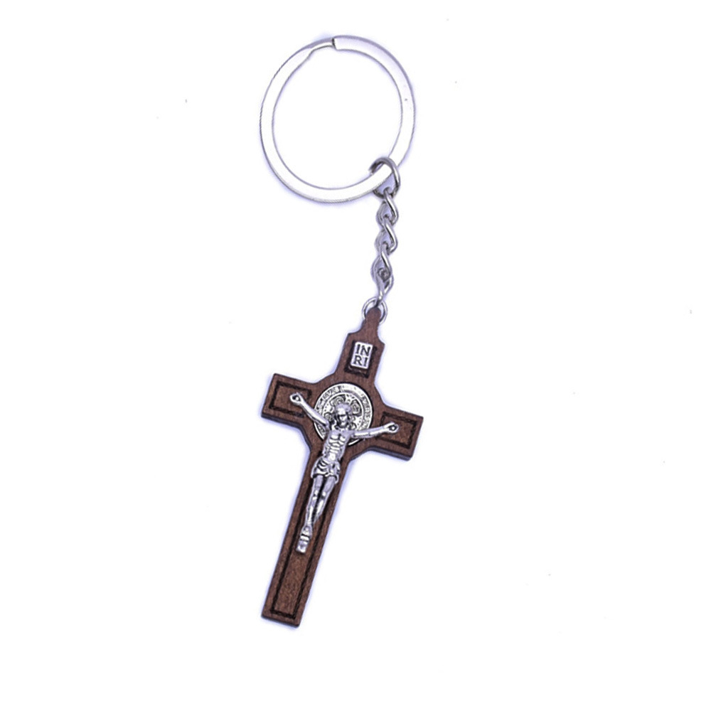 European and American sources of wooden cross Saint Benedict keychains, pendants, rings, ornaments, and gifts for worship sites