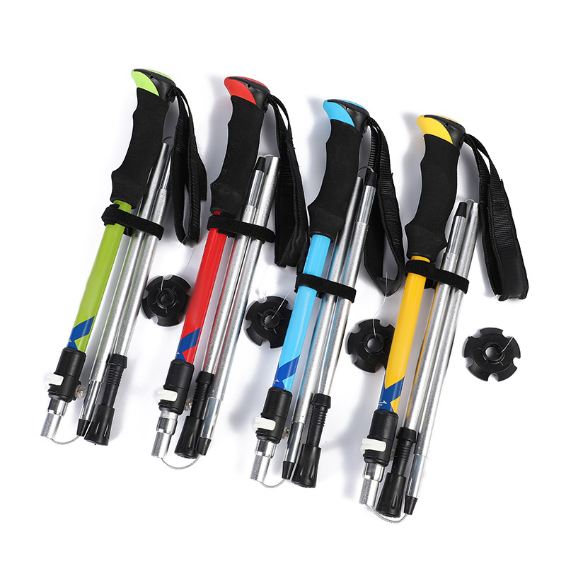 New Aluminum Hiking Pole Five-Section Folding Outdoor Supplies Portable Outdoor Sports Supplies Folding Cane full figure