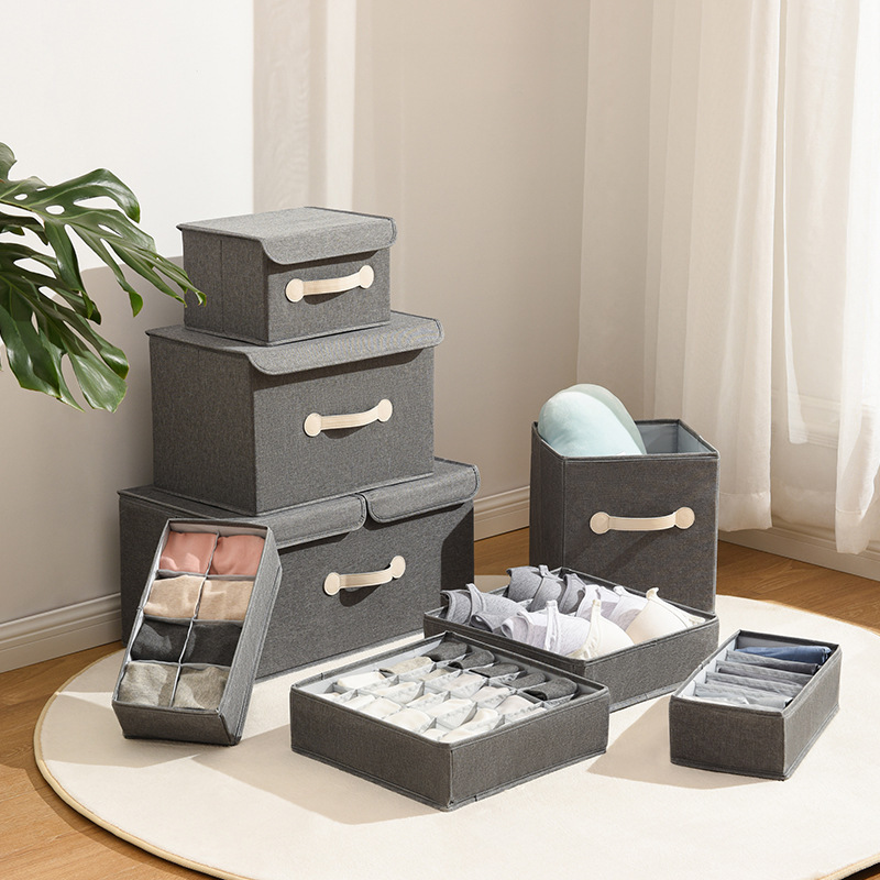 Fabric Underwear Storage Box Drawer Bra Underwear Organizer Box Wash Folding Underwear Socks Compartments Organizer Bag Specification drawing
