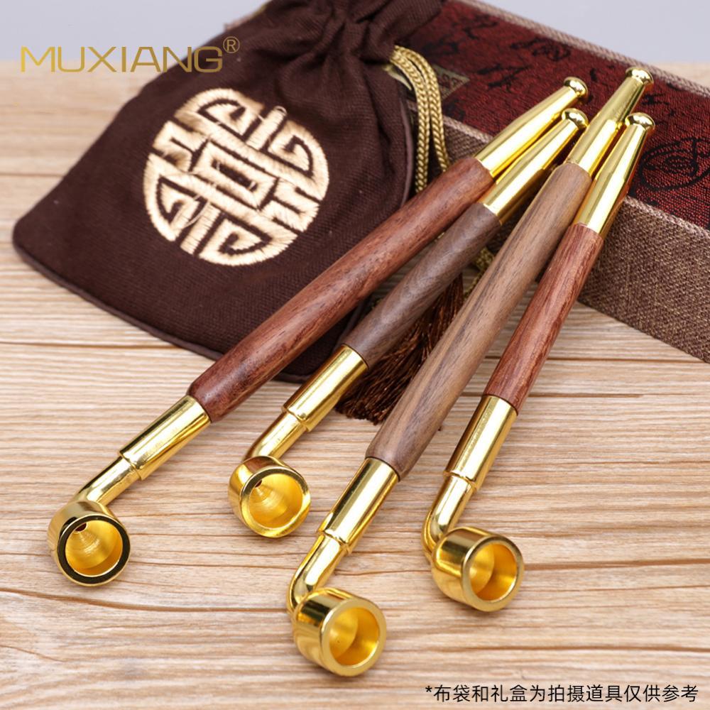 木香老式花梨木长烟杆 烟枪 旱烟斗复古铜锅烟袋黑胡桃木朝烟筒图