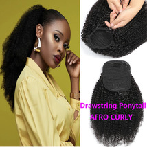 真人发假发Afro curly  Drawstring Ponytail Hair 3C 4A抽绳马尾