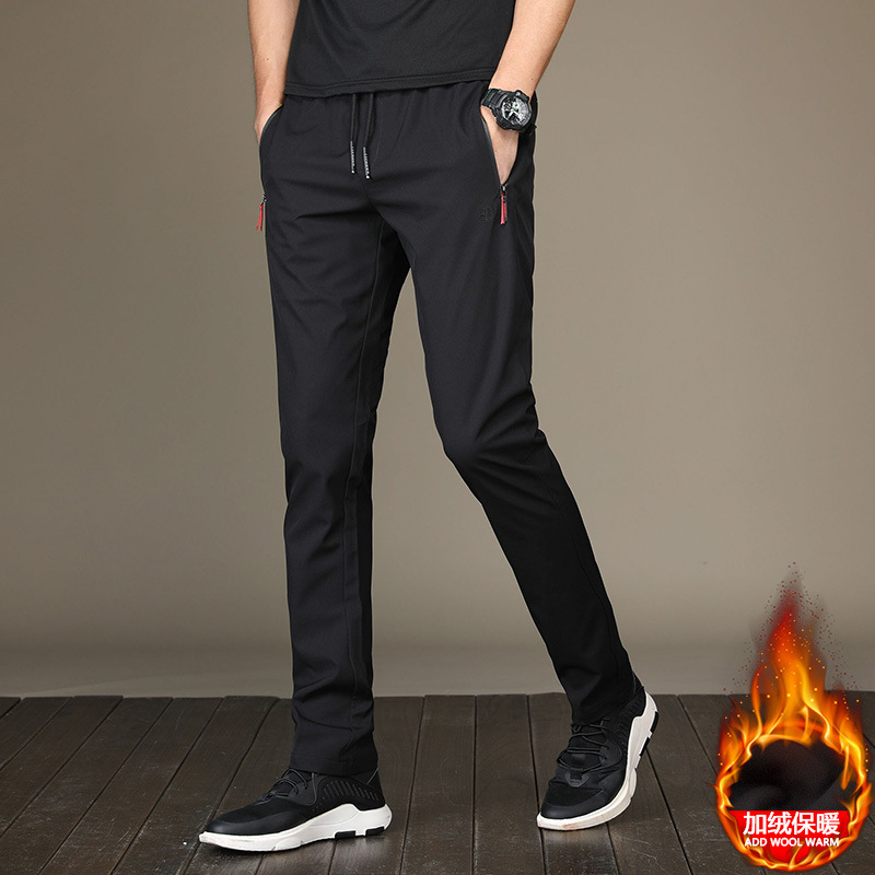 Men's Casual Pants Autumn And Winter Korean Version Of The Trend Plus Fleece Men's Pants Small Feet Pants Young Slim Pants Thick Tide Wholesale Hair