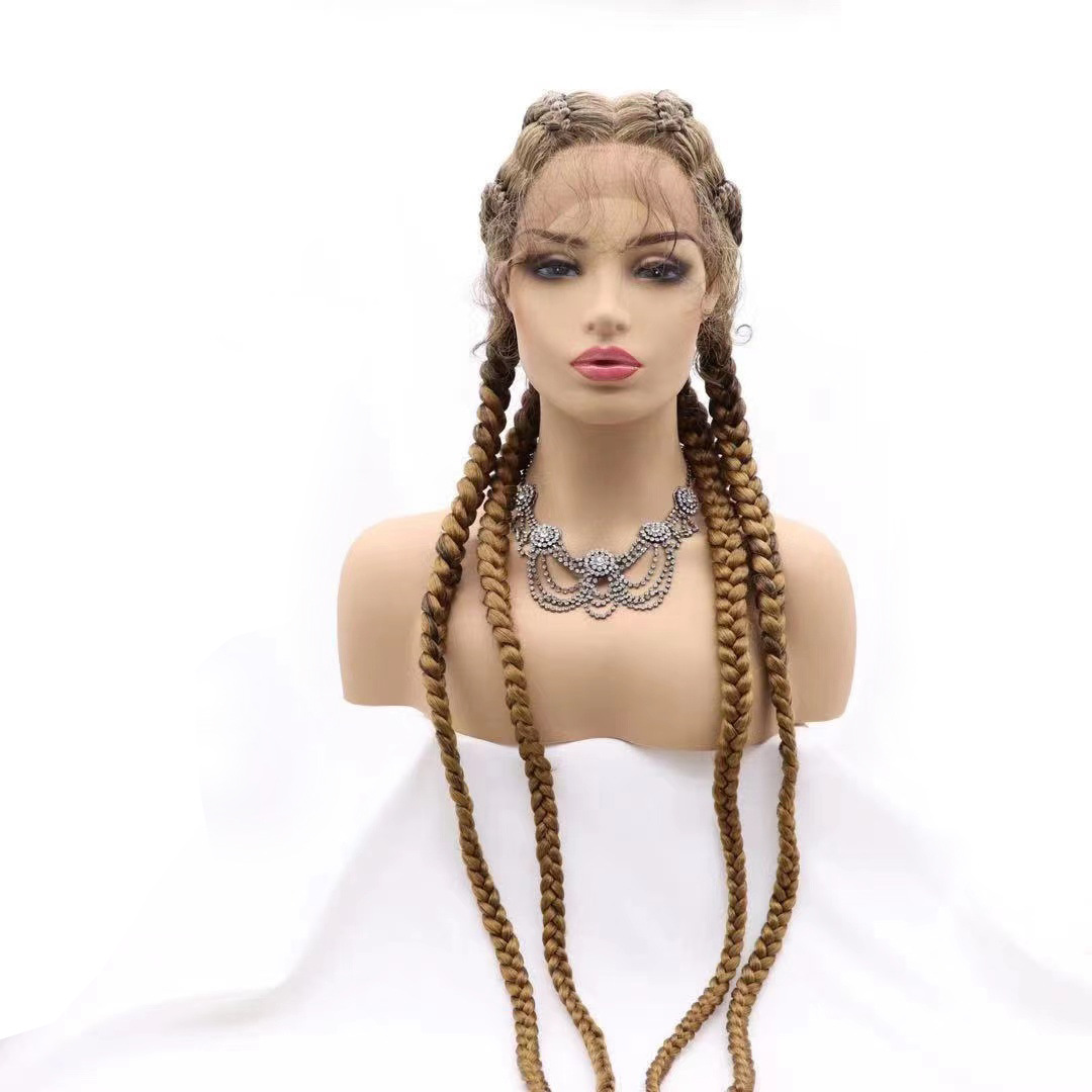 Amazon style four-strand braid lace wig black SK001 Synthetic fiber wig Application Scenario