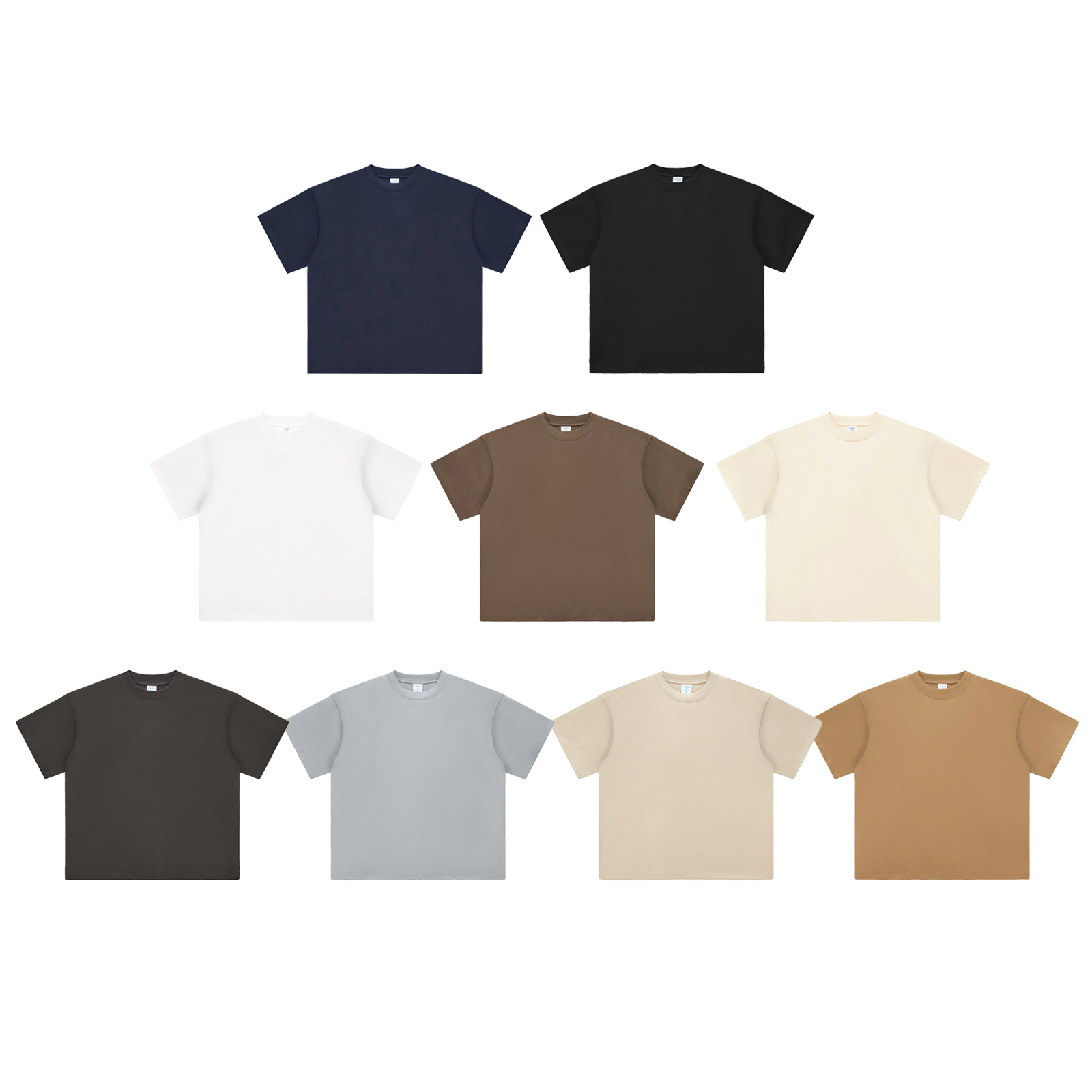 DE Men's Wear: Cross-border 350G small high-neck heavyweight men's T-shirt FOG European and American earth tone American short-sleeved T-shirt for men Item Picture