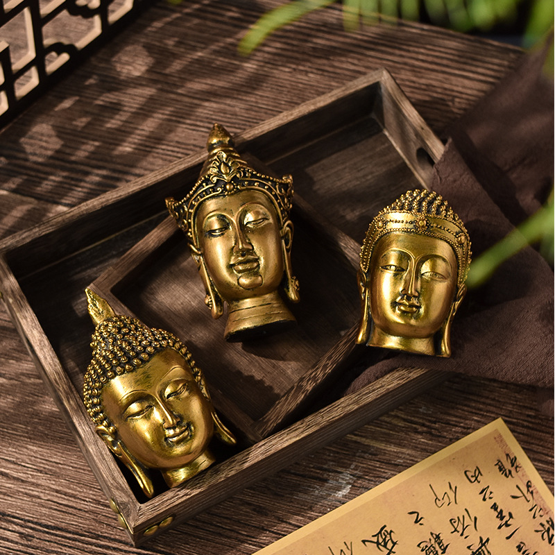 Cross-Border Creative Southeast Asia Antique Buddha Head Wholesale Resin Crafts Amazon Gifts Home Decor details Picture