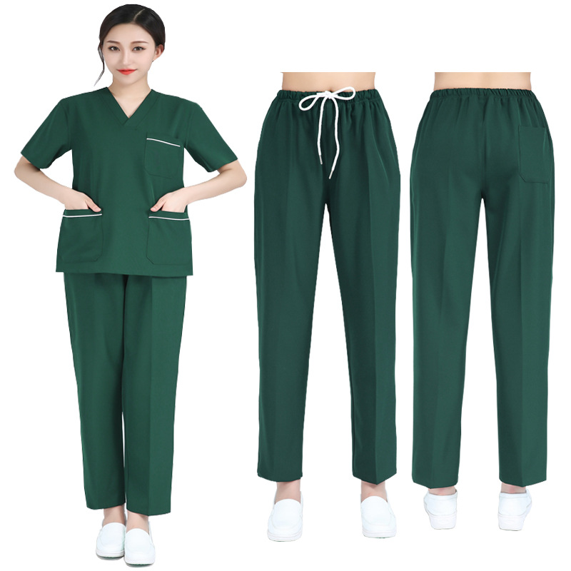 Summer Stretch Hand Washing Clothes Summer Women Short Sleeve Long Sleeve Set Nurse Beauty Salon Oral Thin Doctor's Work Clothes Item Picture