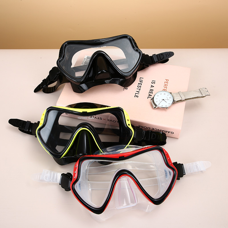 大框高清防水钢化玻璃潜水镜亚马逊潜水成人游泳镜钢化玻璃潜水护