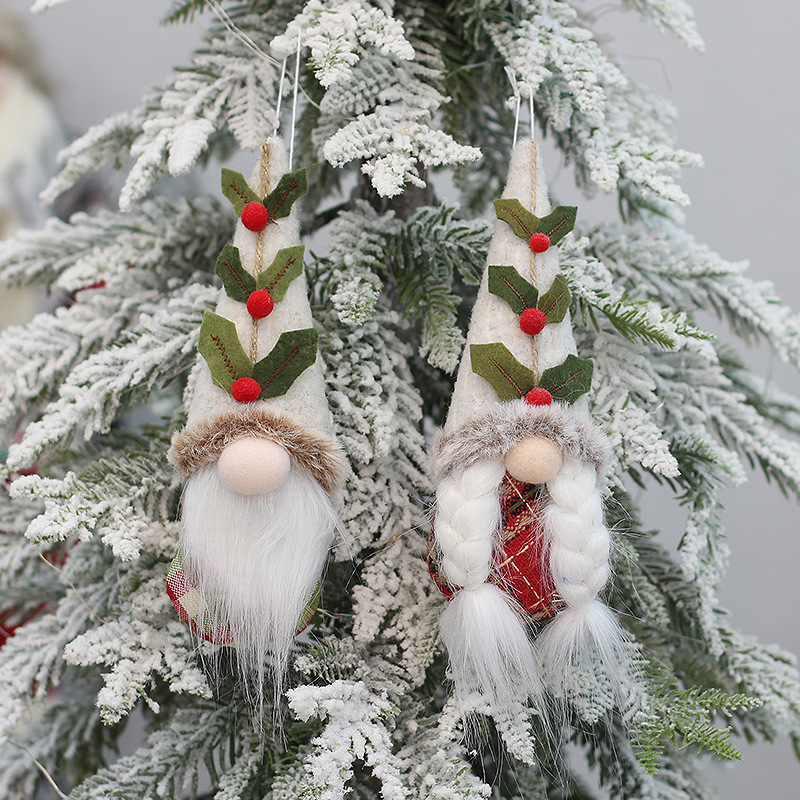 Cross-Border New Product Supply Small Hanging Knitted Hat No Face Old Man Doll Rudolph Christmas Tree Pendant Decoration Specification drawing