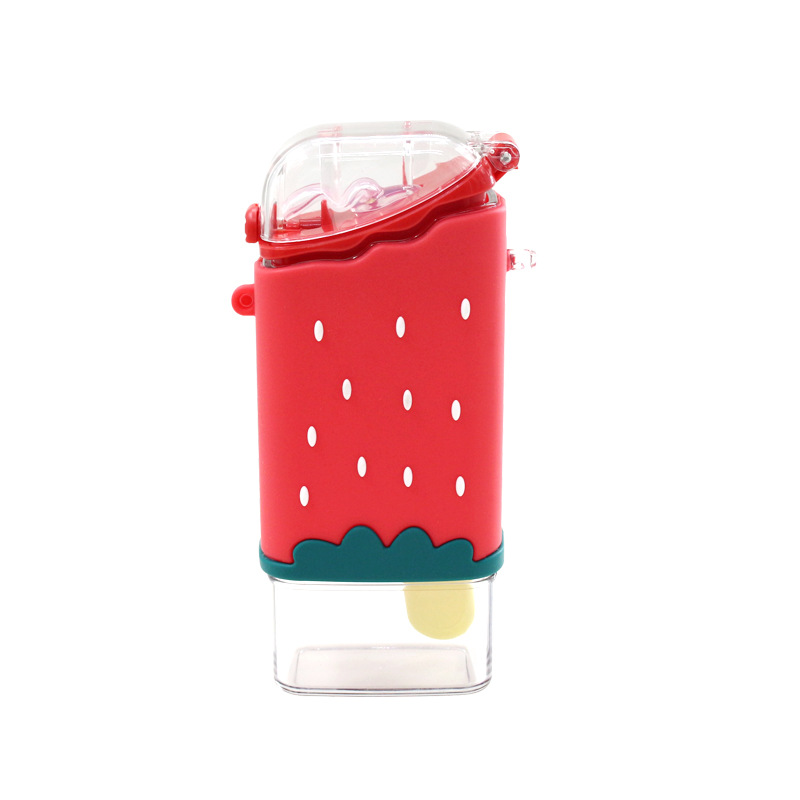Cute cartoon mini small-capacity ice cream plastic cup, outdoor bouncing cup, children's water cup, backpack, double-layer straw cup Item Picture