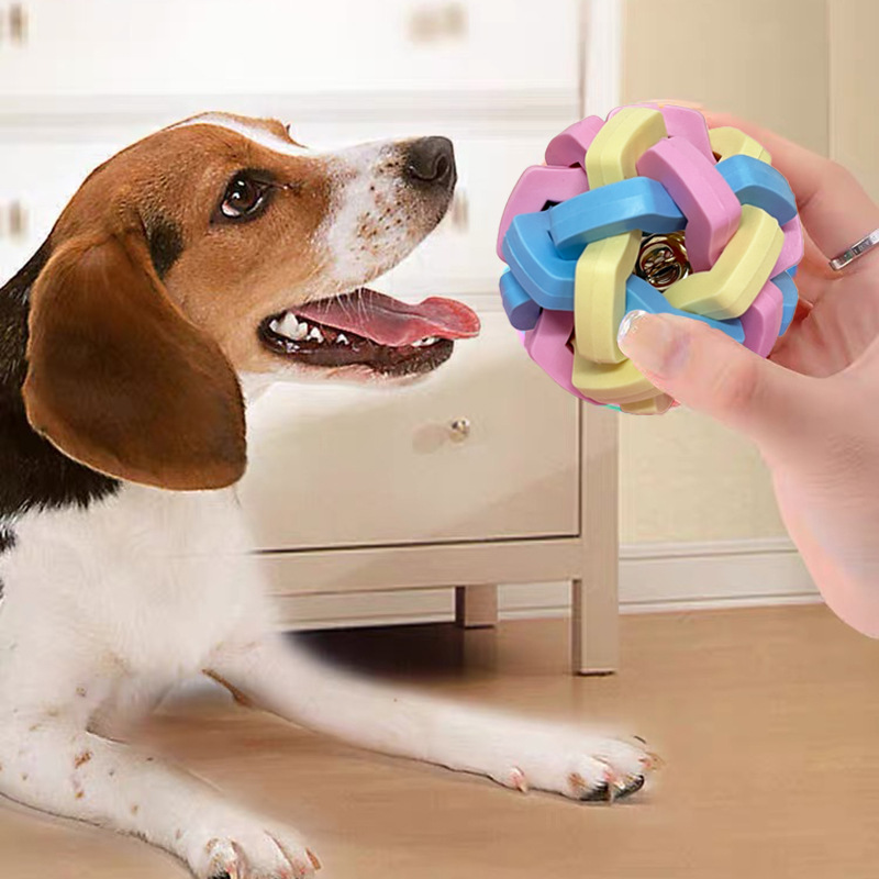 Dog toys, macaron woven bell balls, training teeth grinding elasticity, TPR vocal balls, cat toys, pet supplies Specification image
