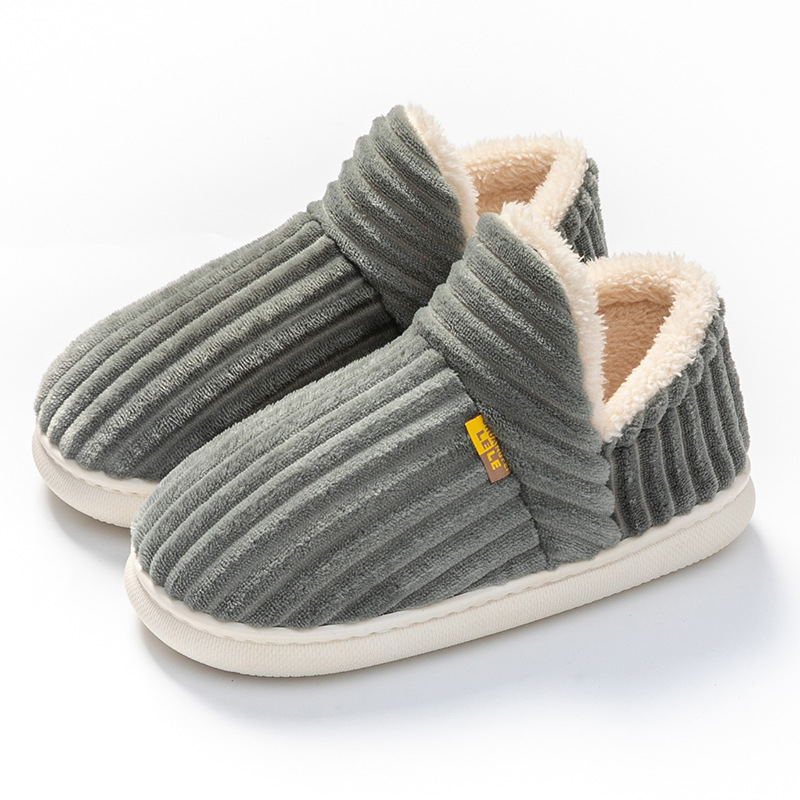Otoño invierno zapatillas de algodón mujer pareja bolsa de talón caliente antideslizante interior interior peluche más peluche exterior luna zapatos de algodón hombre Item Picture