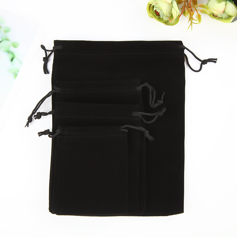 High-end black velvet bag with drawstring closure, flocking fabric for glasses, headphones, power banks, storage and packaging, gift bag Application Scenario