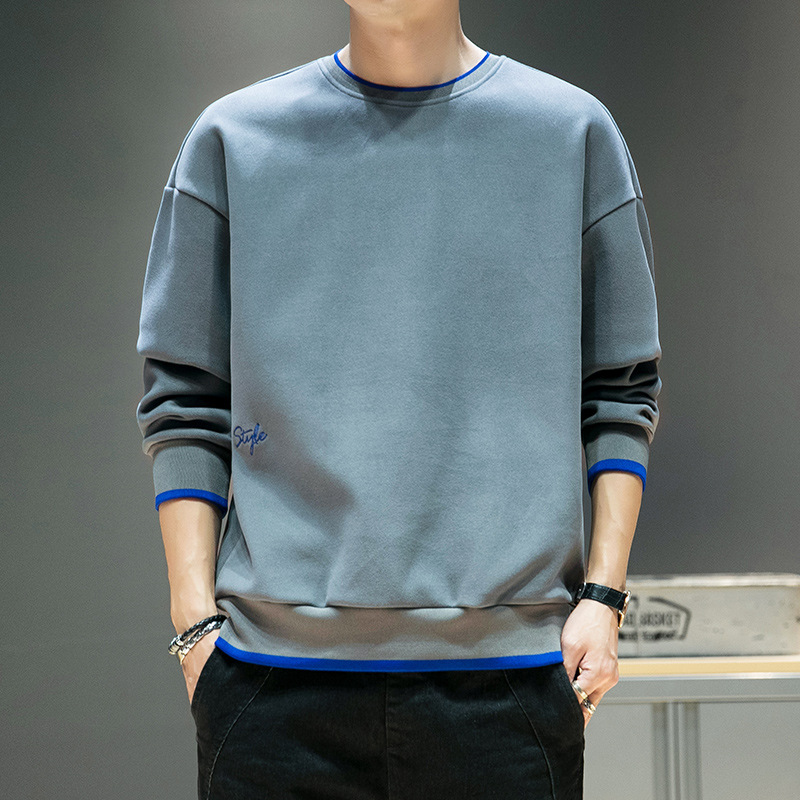 Men's long-sleeved double-sided German fleece sweatshirt for autumn and winter, large-sized thickened top layer, round-neck loose T-shirt base layer Specification image