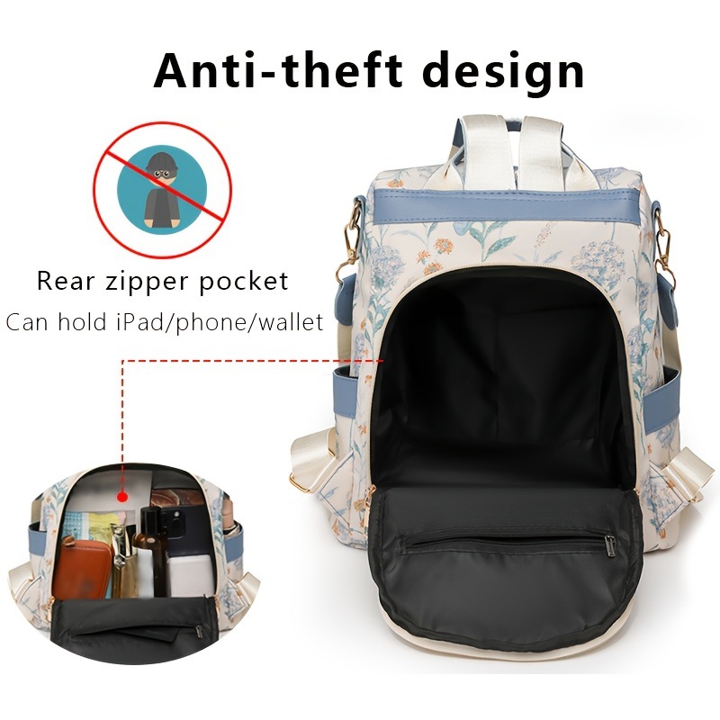 新款防盗双肩包时尚韩版手提女士背包外出休闲多功能单肩包背包女详情10