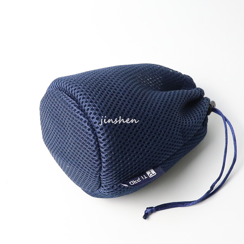 Hot-selling round-bottom mesh audio bag with drawstring and drawstring opening sandwich mesh small cloth bag, earphone storage mesh cloth bag manufacturer details Picture