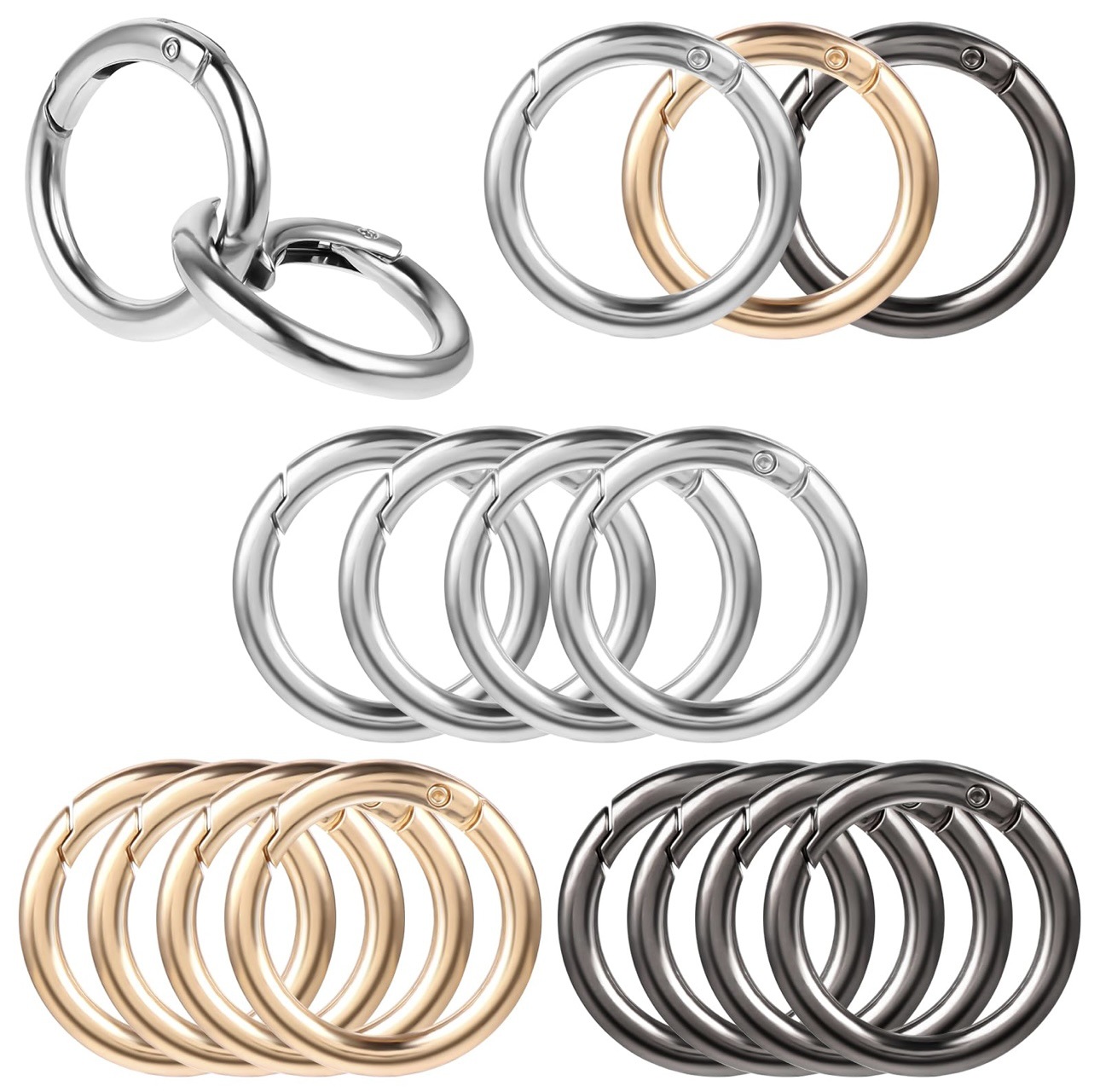 Metal Accessories Spring Fastener Zinc Alloy Key Chain Ring Fastener Open Ring Connection Ring Metal Fastener Spring Ring Specification drawing