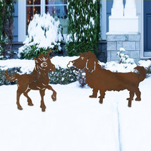 跨境生锈的独角兽小狗剪影圣诞装饰铁艺花园剪影金属庭院工艺品