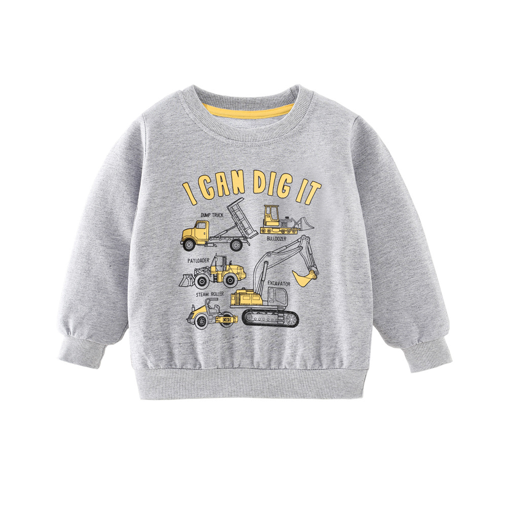 Autumn and winter 2011 children's round-neck hoodies with cartoon excavator prints, long-sleeved pullover hoodies in European and American style, children's clothing Item Picture