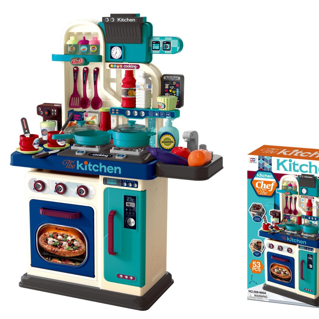 New cross-border playhouse kitchen toy set for babies, boys and girls, 4 simulation kitchenware for cooking and rice preparation, 3-6 years old details Picture