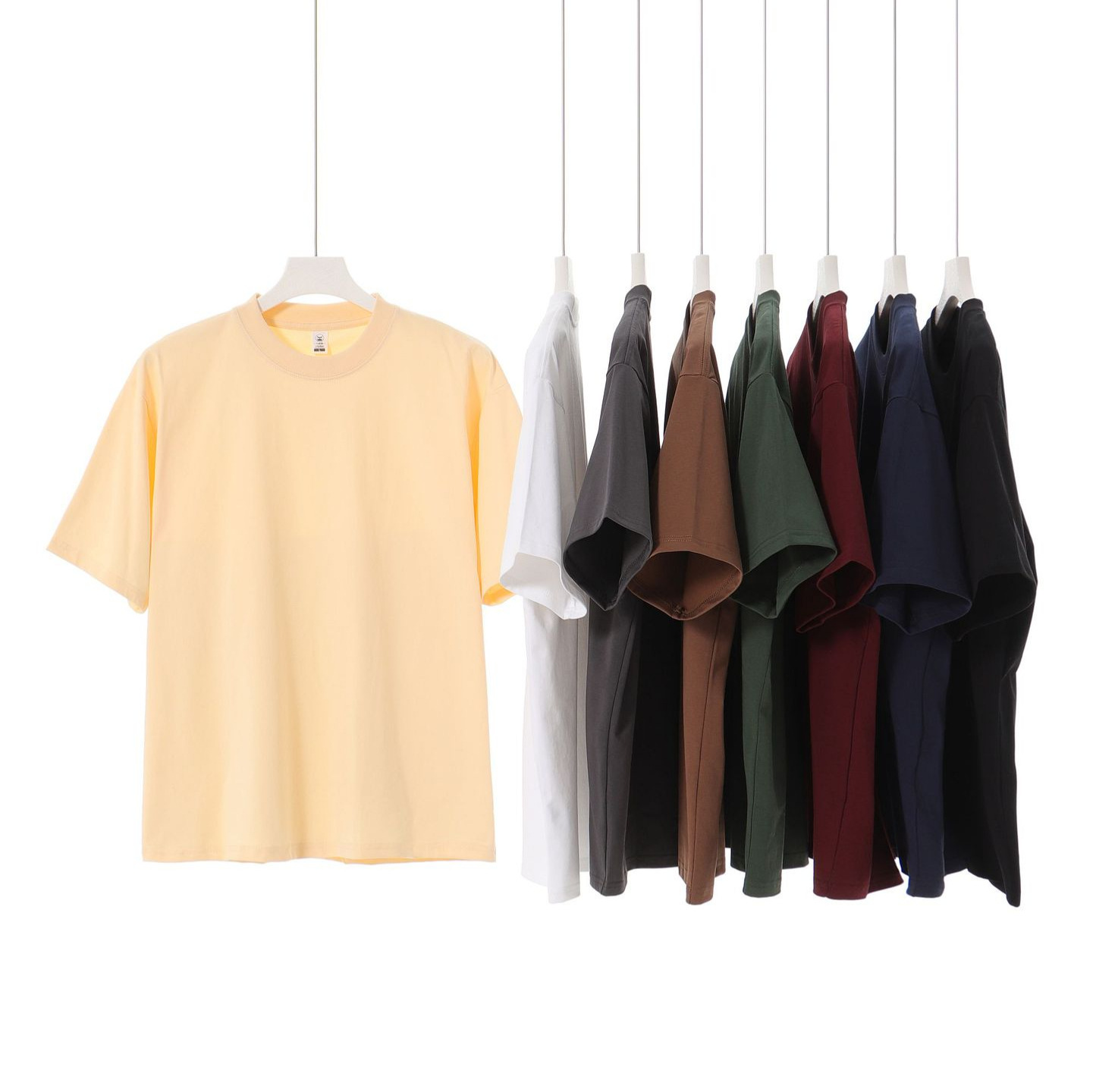 American earth tone 240-gram heavy-duty 7A antibacterial short-sleeved T-shirt for men's fashion brand solid color Solona technology cool top details Picture