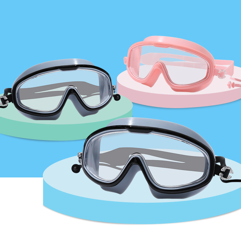 Wan Mei Children's Large Frame Swimming Goggles Hd Waterproof Anti-Fog Swimming Glasses With Earplugs Swimming Goggles For Boys And Girls details Picture