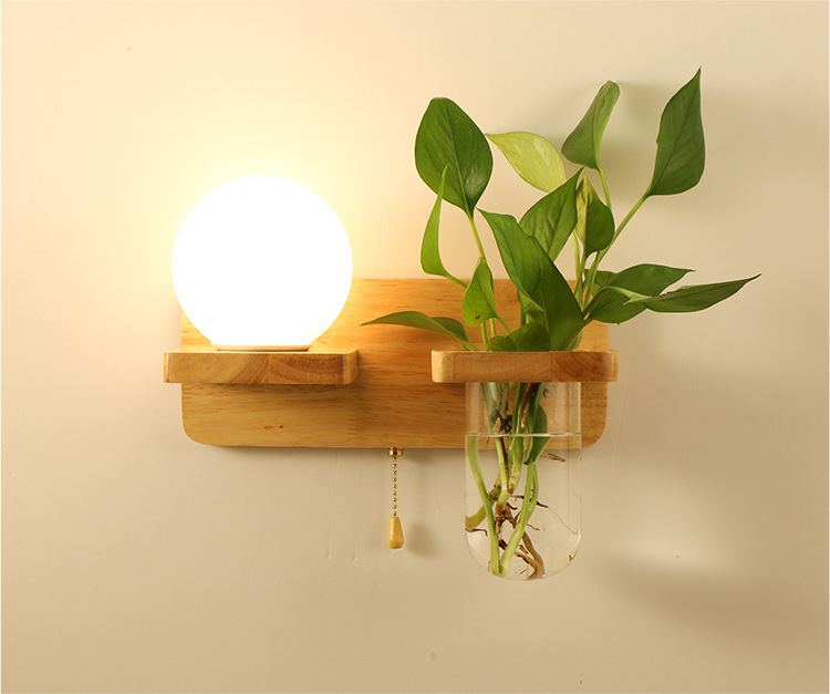 Lámparas de pared dormitorio nórdico lámpara de cabecera fondo de salón decoración de pared estudio pasillo balcón japonés planta de madera sólida lámparas de pared pic 19