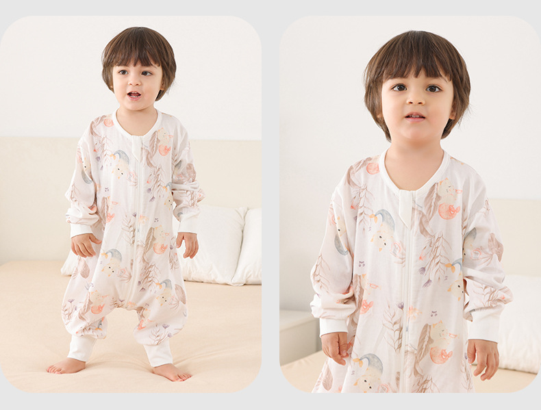 Baby sleeping bag, summer bamboo cotton gauze split sleeping bag, baby summer Class a one-piece suit, anti-kick quilt for toddlers, pajamas pic 34