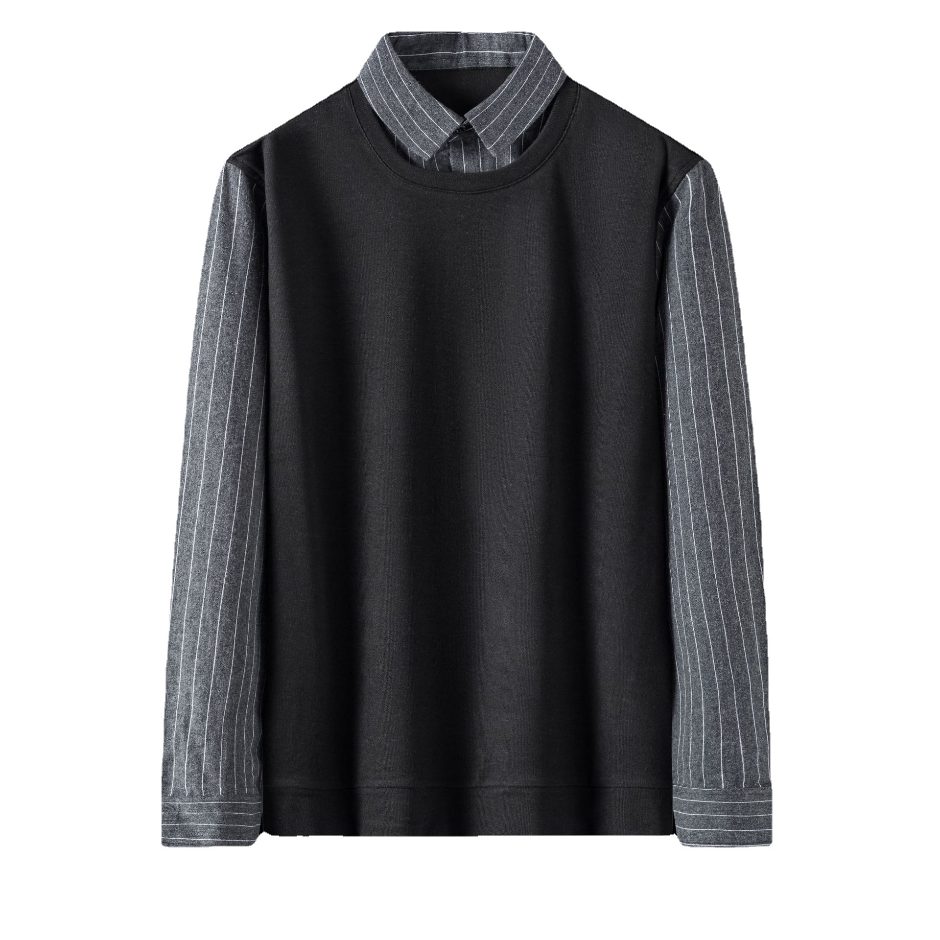 Spring and Autumn new style two-piece knitted long-sleeved T-shirt, fashionable Korean version business lapel base layer for middle-aged and young men A551 Item Picture