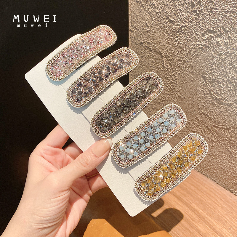 Korean Temperament Creative Diamond Edge Clip Hair Accessories Female Net Red Ins Crystal Hair Bb Clip Broken Hair Clip details Picture