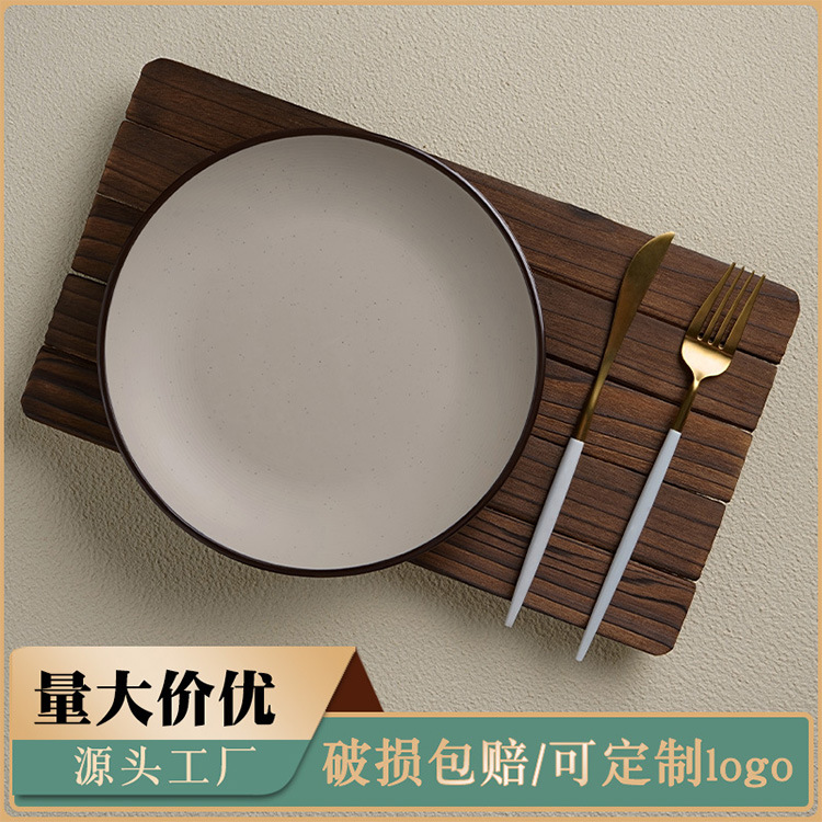 Imitation porcelain tableware, plastic round plates, hotel and restaurant dish plates, rice bowl plates, flat plates, commercial melamine round bone plates Specification image