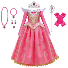 亚马逊女童公主裙秋款 爱洛公主圣诞节表演出礼服裙 冰雪童装现货