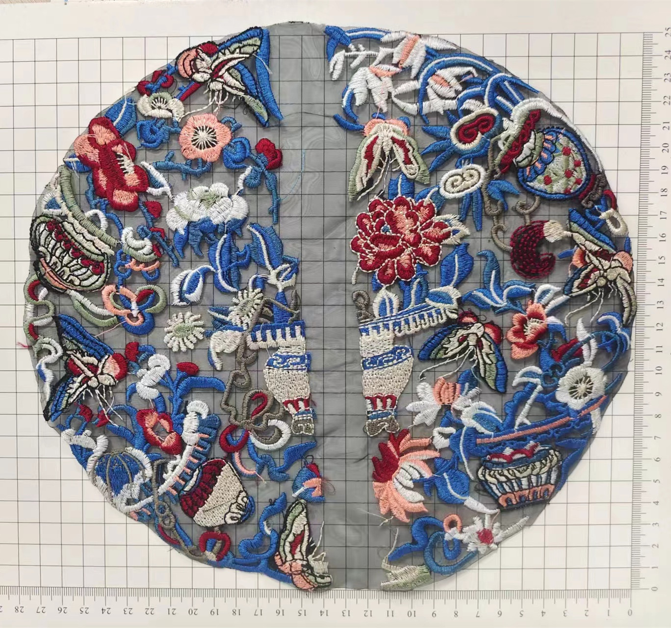 Gallo Wholesale Flat Embroidery Blue Round Flower Semi-Round Blue Dragon Accessories Semi-Finished Clothing Hat, Case, Bag, Hoodie Is Set 16 Application Scenario