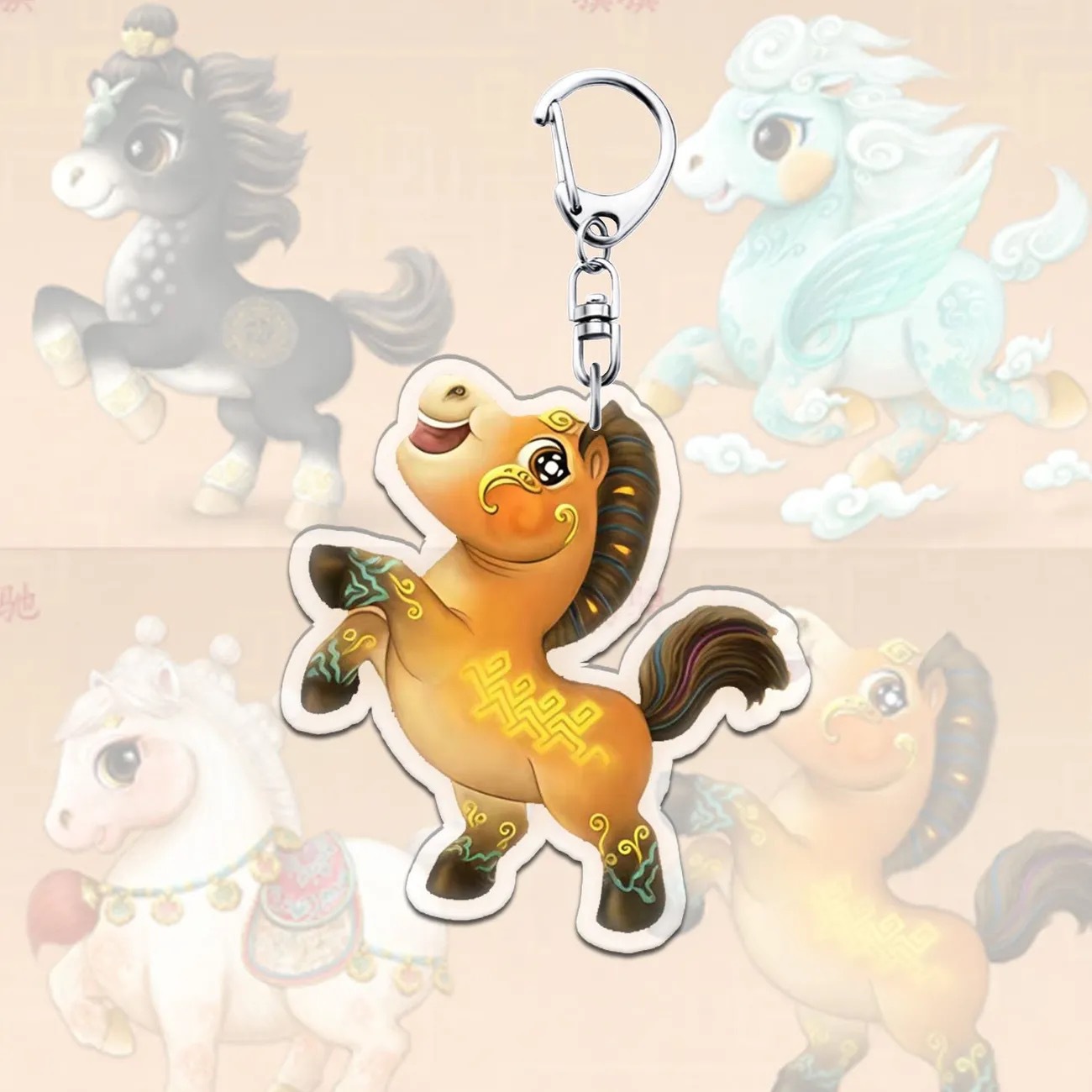 The 2026 new Qiji Galloping Year of the Horse mascot acrylic keychain pendant is a cute animal pendant gift details Picture