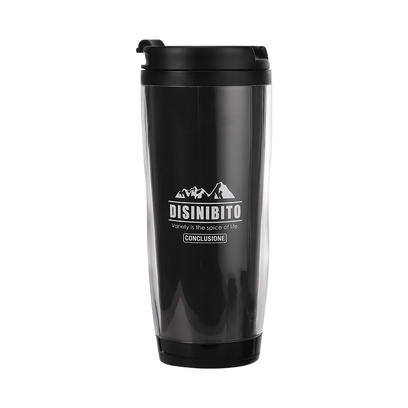 Wholesale high-quality Japanese-style double-layered cups, men's covered insulated water cups, fashionable sealed plastic cups, office tea cups Item Picture