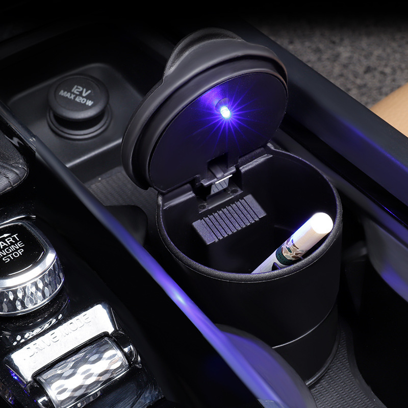 4S car ashtray with LED night light, environmentally friendly car ashtray, office desk ashtray