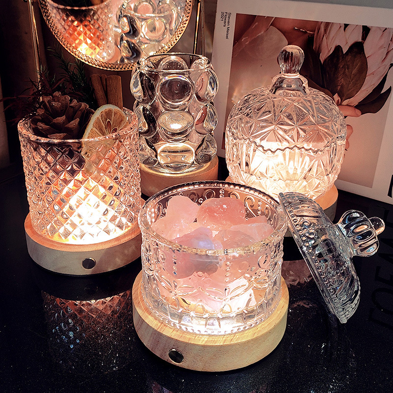 Natural crystal transparent glass jars, demagnetization bowls, white crystal raw stones, aromatherapy stones, diffuser stones, demagnetization stones, decorative ornaments